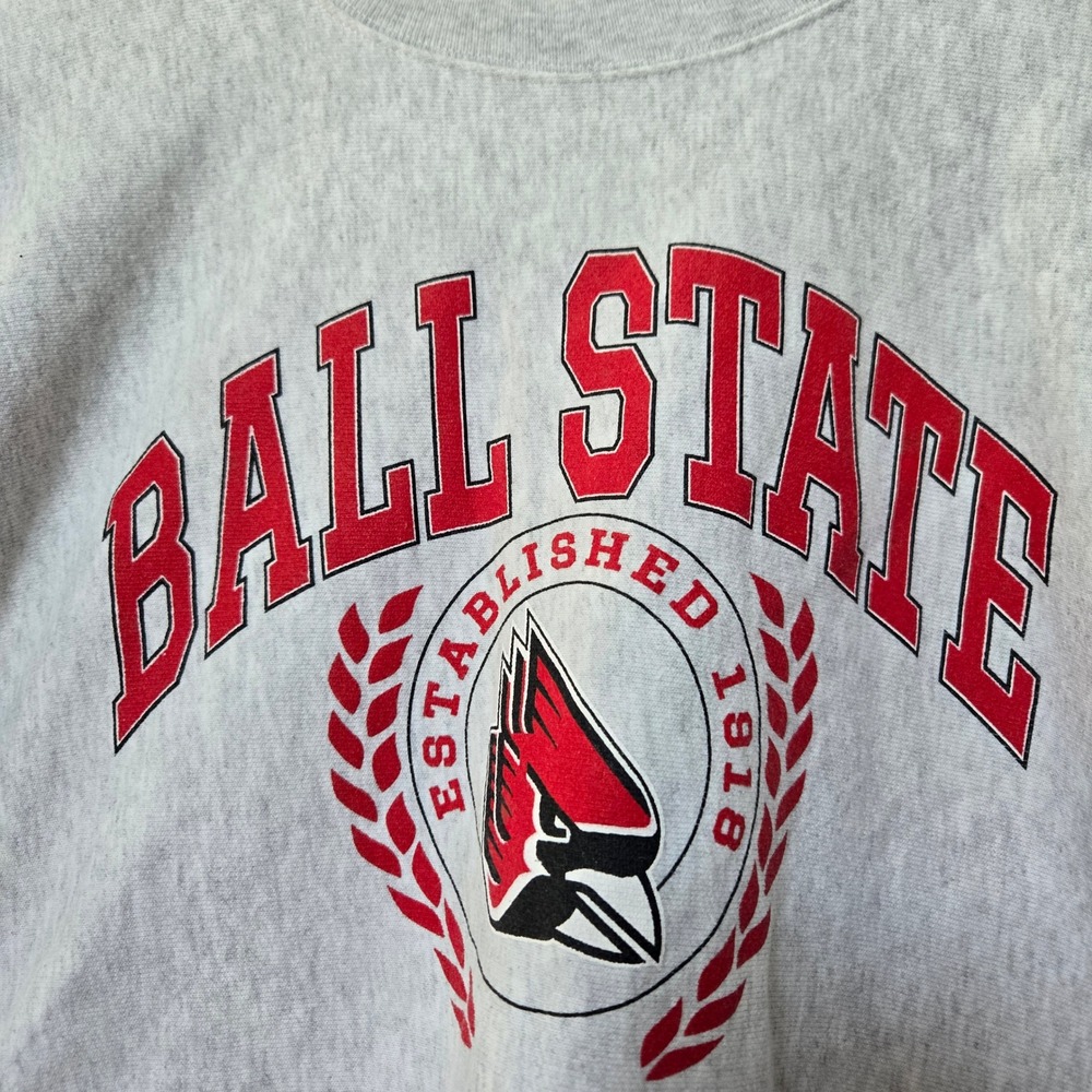 Champion Reverse Weave Ball State University Sweatshirt Gray Medium - Picture 3 of 8